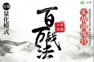 股票讲座，百万战法万哥量化模式，牛市数板训练营视频教程