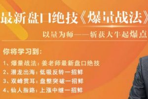 老姜炒股教程《爆量战法》盘口绝技精进班